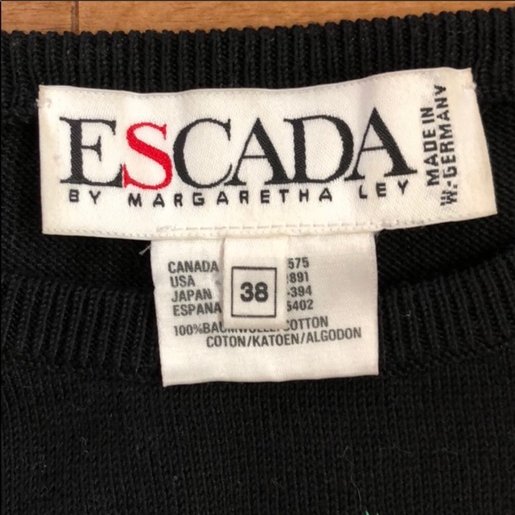 VTG ESCADA black floral embroidered sweater B9 - Picture 4 of 6